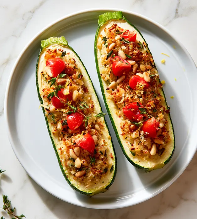 Stuffed Zucchini Boats A Golden, Herby Summer Dinner