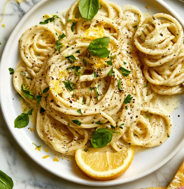 Lemon pasta rich in butter